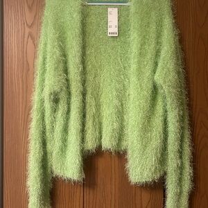 Green Fuzzy Lime Cardigan